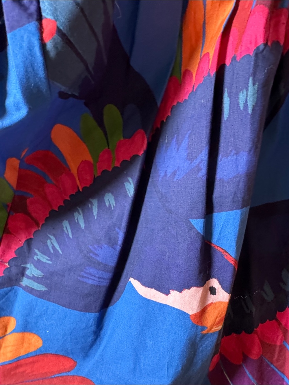 Farm Rio rainbow macaw mini dress Blue Puff Sleeve. - Picture 4 of 9